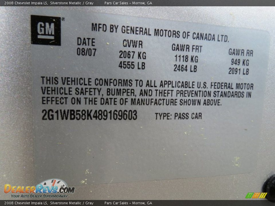 2008 Chevrolet Impala LS Silverstone Metallic / Gray Photo #15