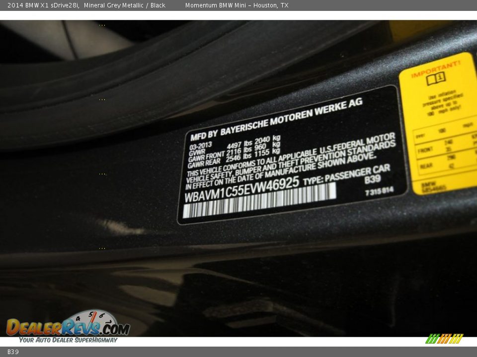 BMW Color Code B39 Mineral Grey Metallic