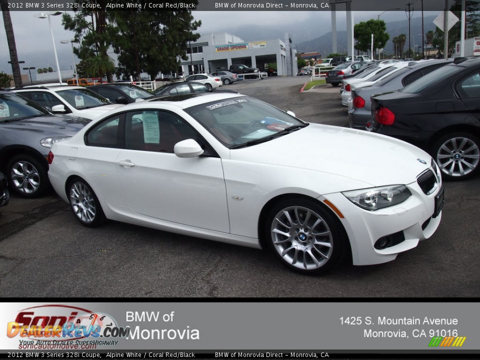 2012 BMW 3 Series 328i Coupe Alpine White / Coral Red/Black Photo #1