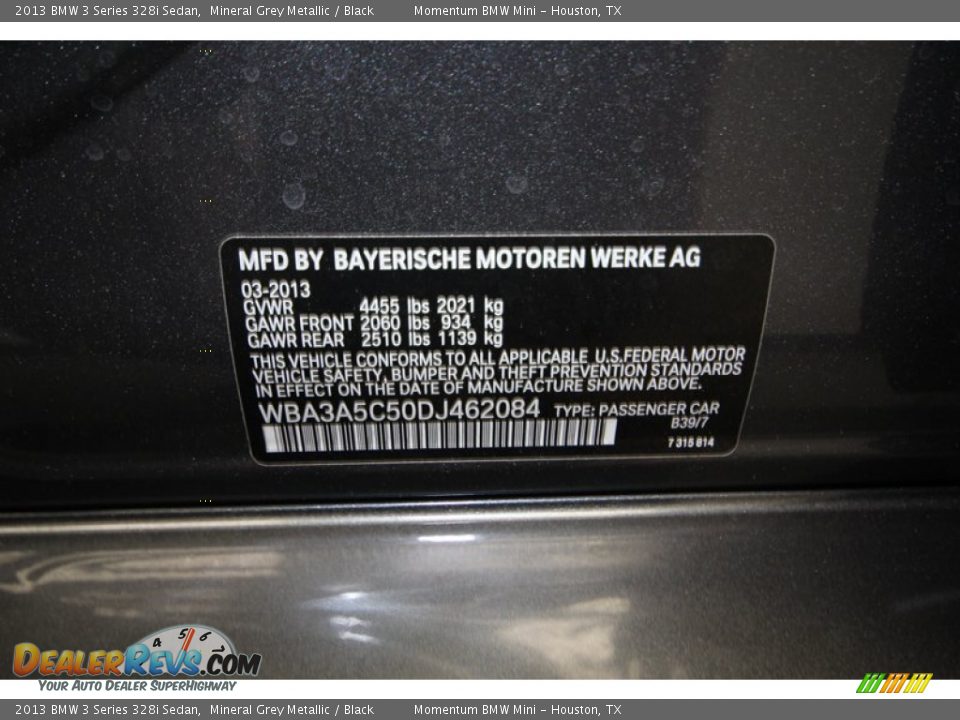 2013 BMW 3 Series 328i Sedan Mineral Grey Metallic / Black Photo #9