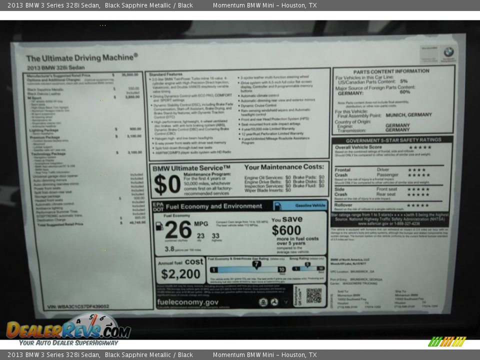 2013 BMW 3 Series 328i Sedan Black Sapphire Metallic / Black Photo #31