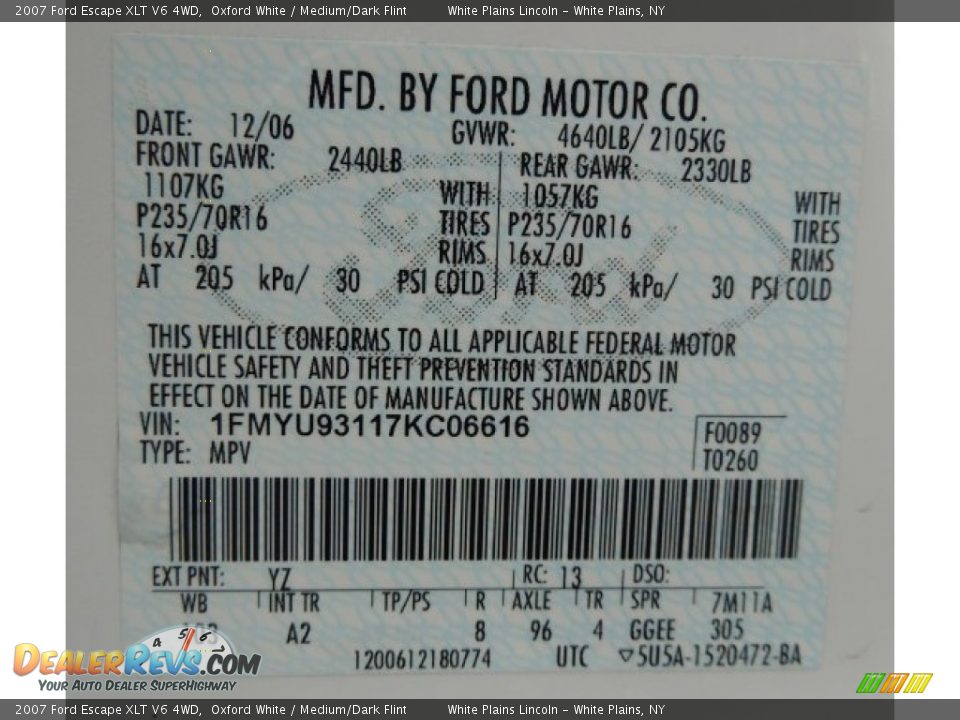 2007 Ford Escape XLT V6 4WD Oxford White / Medium/Dark Flint Photo #26