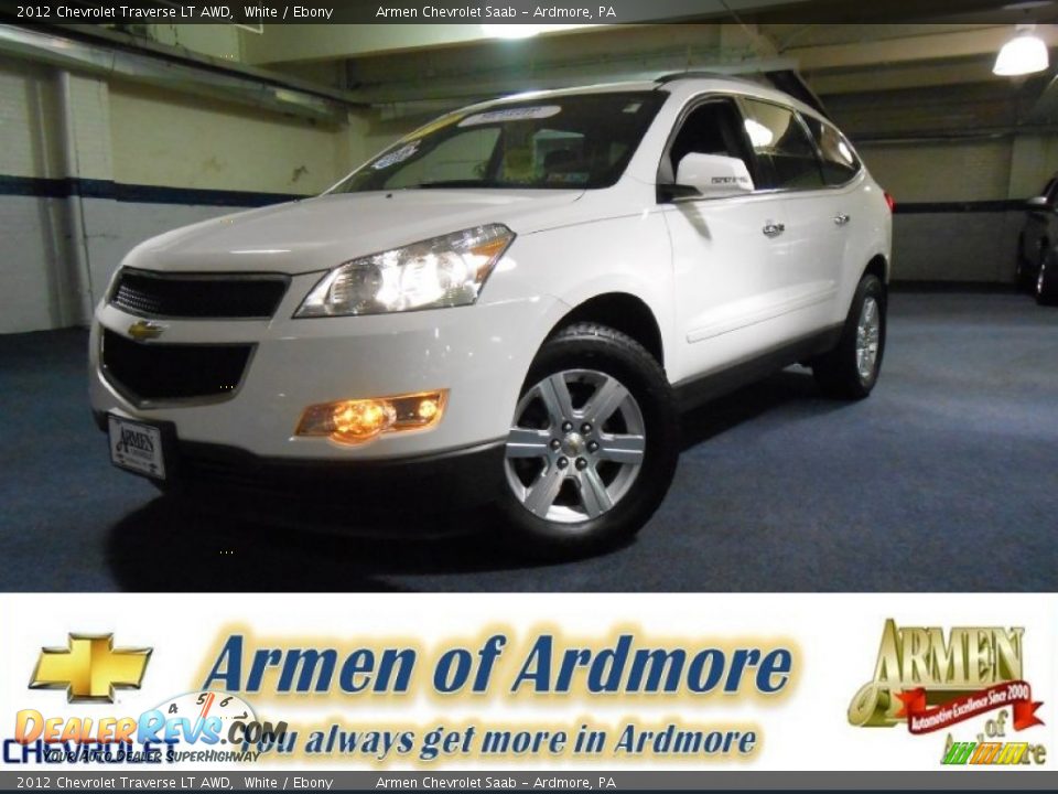 2012 Chevrolet Traverse LT AWD White / Ebony Photo #1