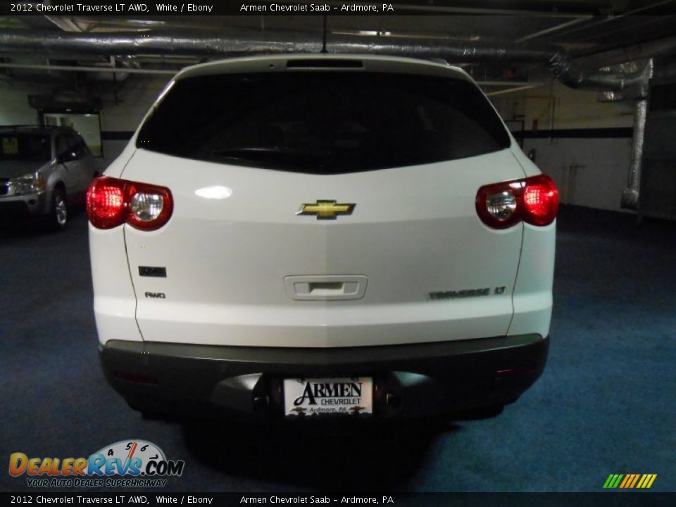2012 Chevrolet Traverse LT AWD White / Ebony Photo #6