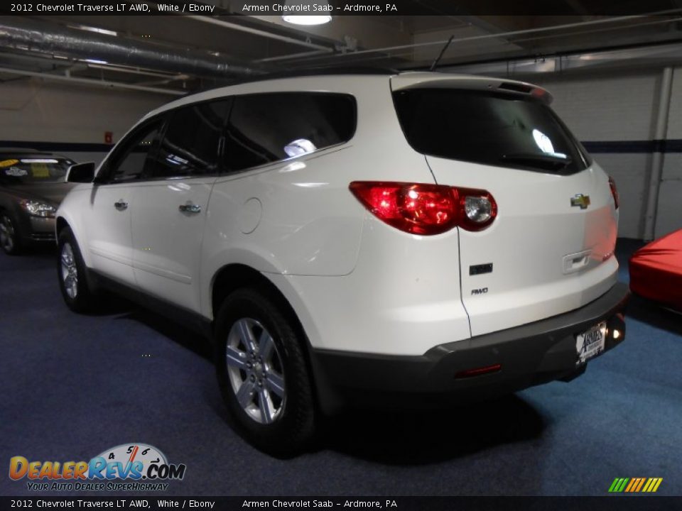 2012 Chevrolet Traverse LT AWD White / Ebony Photo #7
