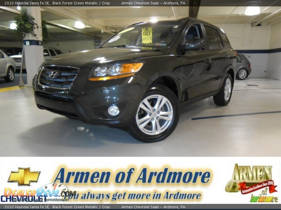 2010 Hyundai Santa Fe SE Black Forest Green Metallic / Gray Photo #1
