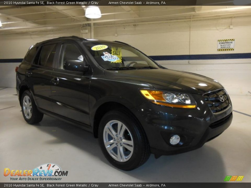 2010 Hyundai Santa Fe SE Black Forest Green Metallic / Gray Photo #3