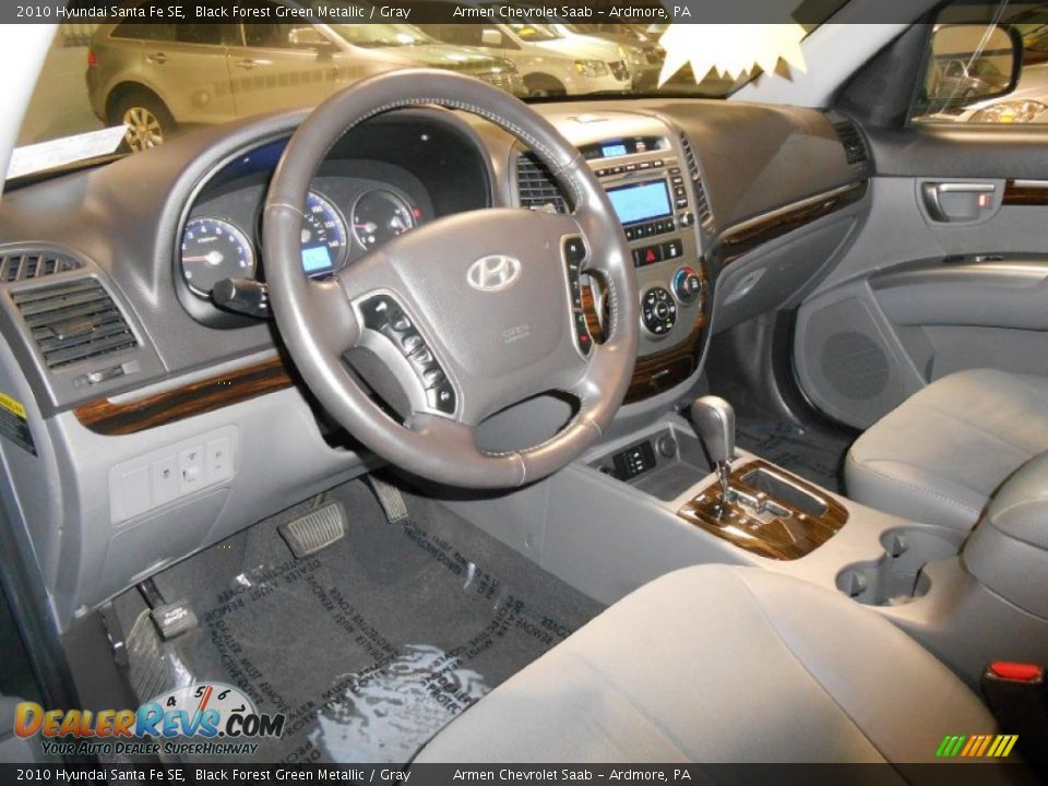 2010 Hyundai Santa Fe SE Black Forest Green Metallic / Gray Photo #9