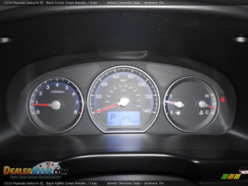 2010 Hyundai Santa Fe SE Black Forest Green Metallic / Gray Photo #25