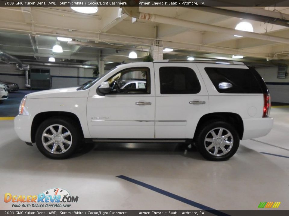 2009 GMC Yukon Denali AWD Summit White / Cocoa/Light Cashmere Photo #8