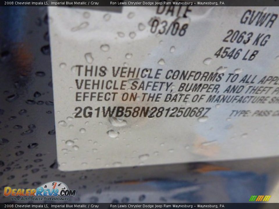 2008 Chevrolet Impala LS Imperial Blue Metallic / Gray Photo #17