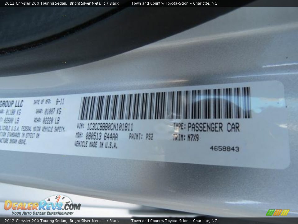 2012 Chrysler 200 Touring Sedan Bright Silver Metallic / Black Photo #9