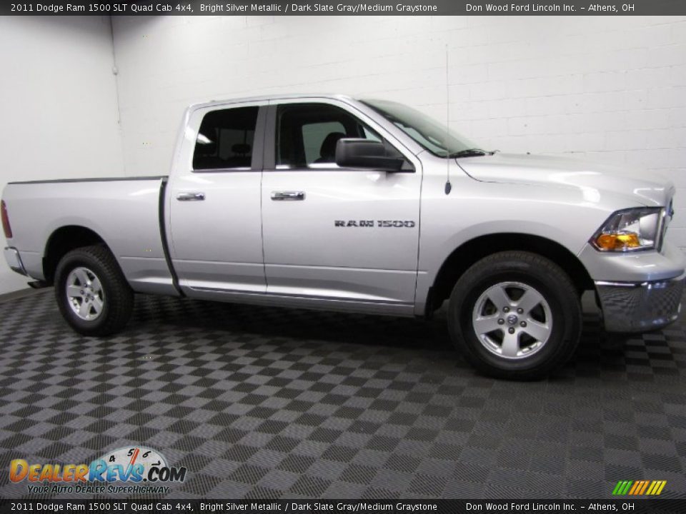 2011 Dodge Ram 1500 SLT Quad Cab 4x4 Bright Silver Metallic / Dark Slate Gray/Medium Graystone Photo #3