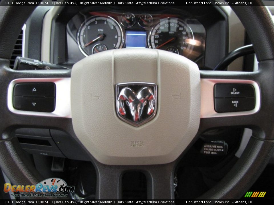 2011 Dodge Ram 1500 SLT Quad Cab 4x4 Bright Silver Metallic / Dark Slate Gray/Medium Graystone Photo #16