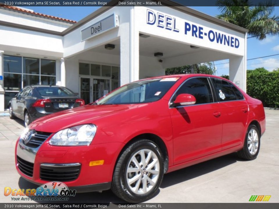 2010 Volkswagen Jetta SE Sedan Salsa Red / Cornsilk Beige Photo #1
