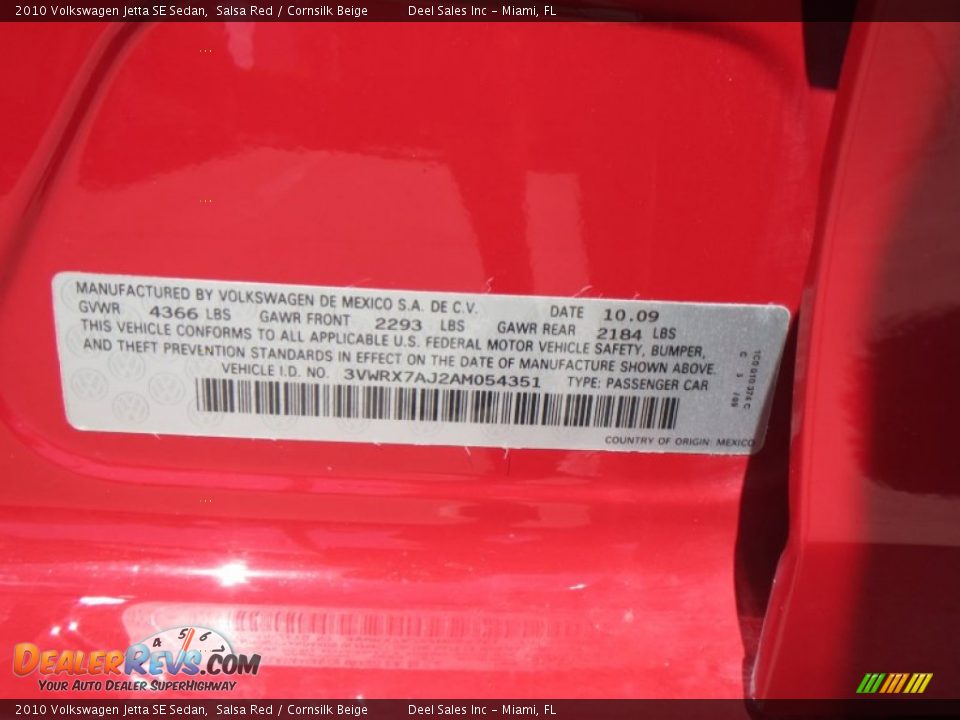 2010 Volkswagen Jetta SE Sedan Salsa Red / Cornsilk Beige Photo #14