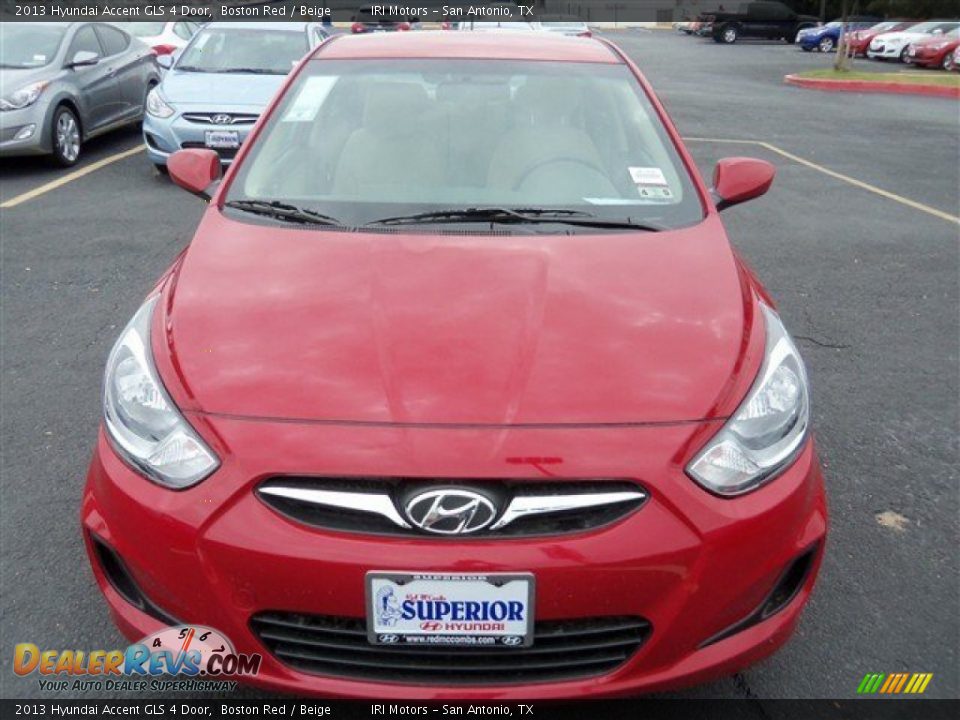 2013 Hyundai Accent GLS 4 Door Boston Red / Beige Photo #1