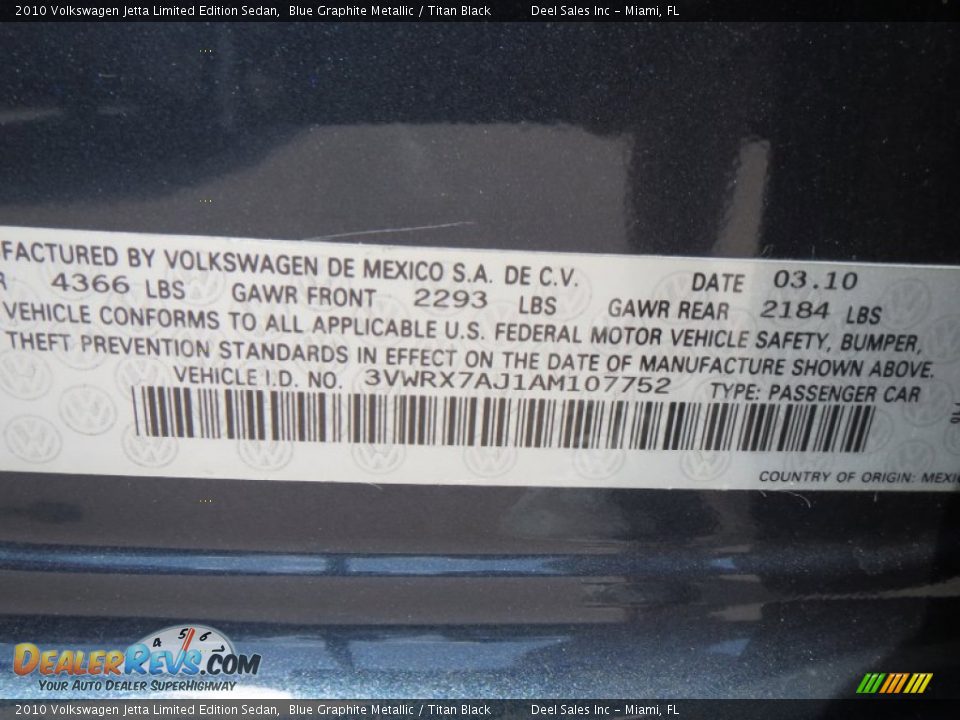 2010 Volkswagen Jetta Limited Edition Sedan Blue Graphite Metallic / Titan Black Photo #14