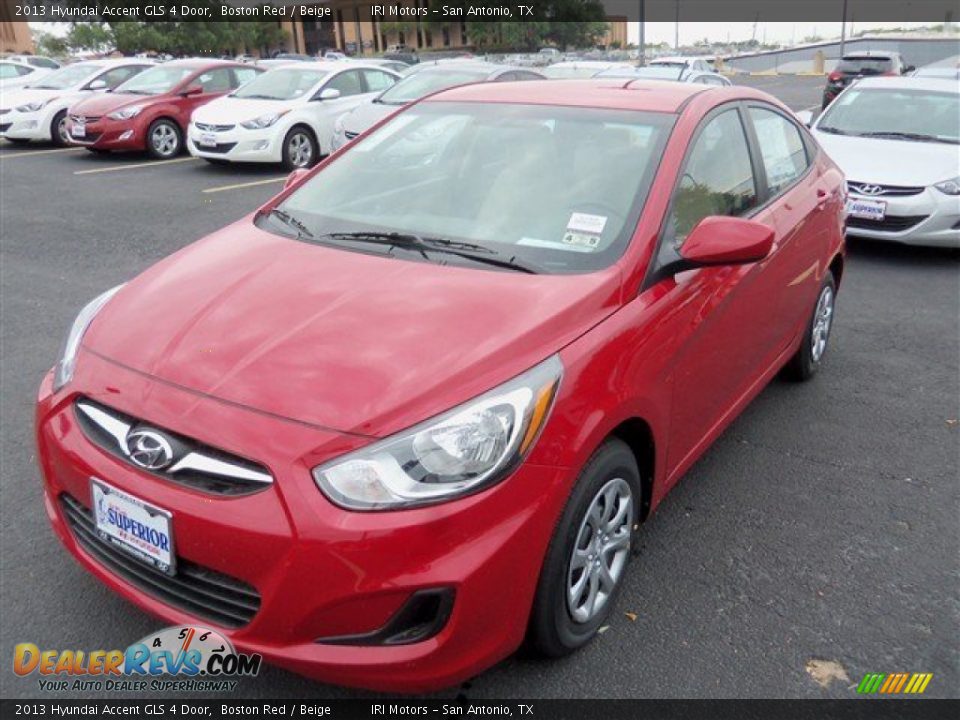 2013 Hyundai Accent GLS 4 Door Boston Red / Beige Photo #2