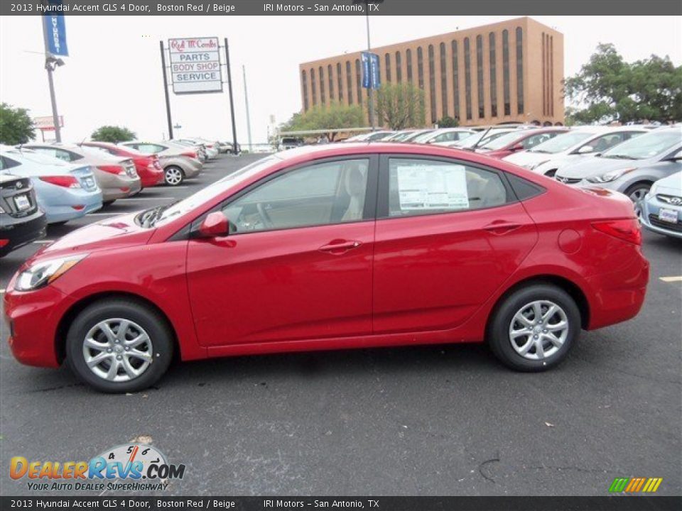 2013 Hyundai Accent GLS 4 Door Boston Red / Beige Photo #4