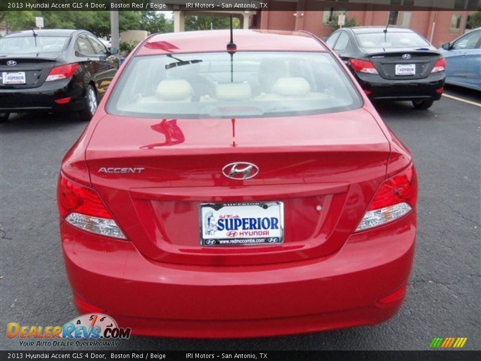 2013 Hyundai Accent GLS 4 Door Boston Red / Beige Photo #6