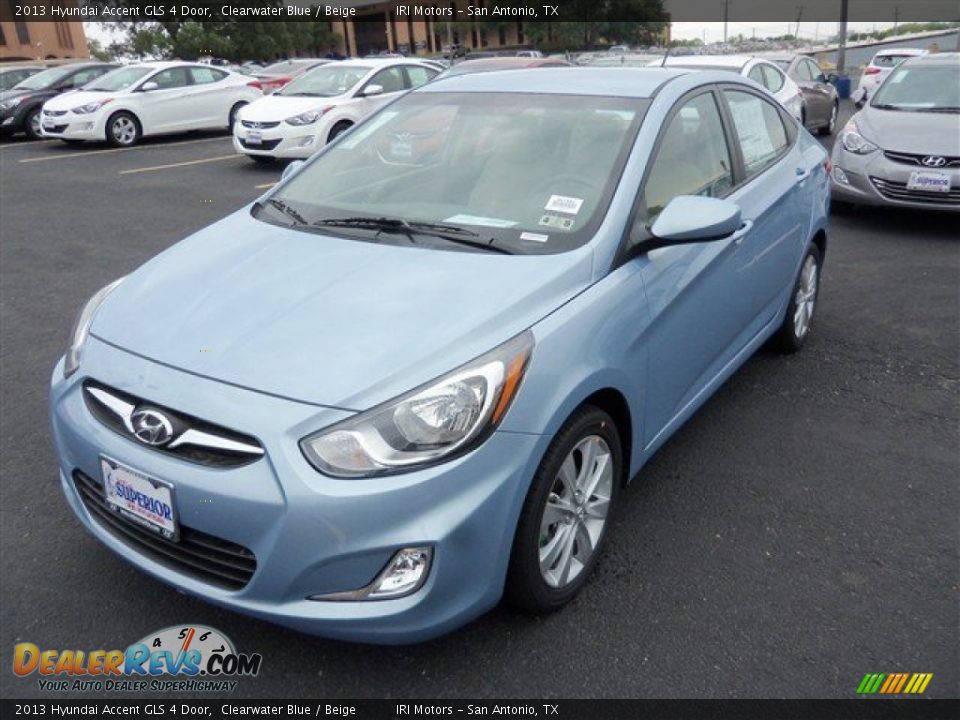 2013 Hyundai Accent GLS 4 Door Clearwater Blue / Beige Photo #2