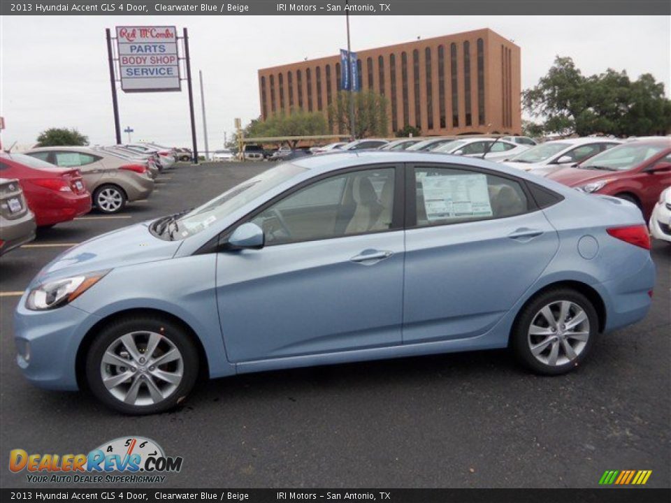 2013 Hyundai Accent GLS 4 Door Clearwater Blue / Beige Photo #4