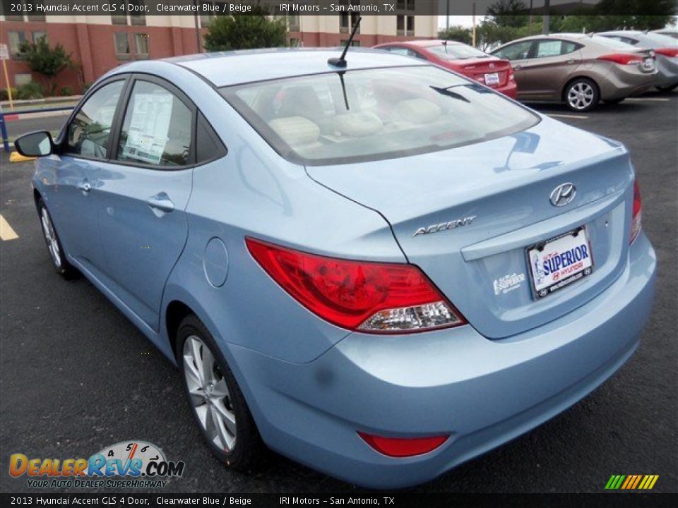 2013 Hyundai Accent GLS 4 Door Clearwater Blue / Beige Photo #5