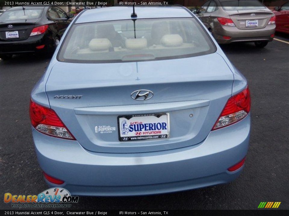 2013 Hyundai Accent GLS 4 Door Clearwater Blue / Beige Photo #6