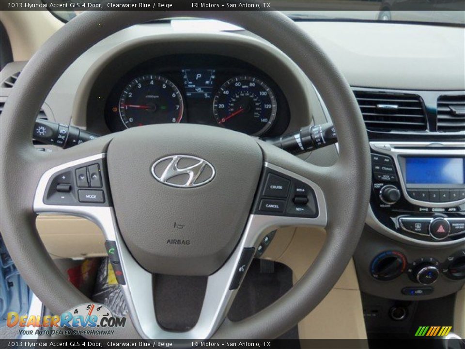 2013 Hyundai Accent GLS 4 Door Clearwater Blue / Beige Photo #12