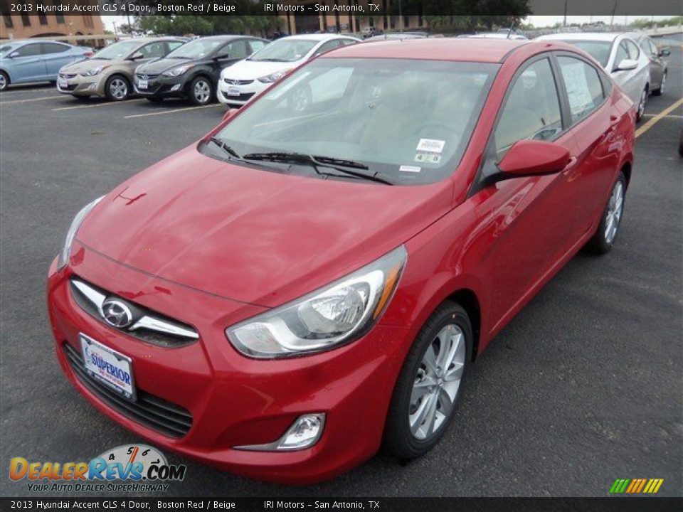 2013 Hyundai Accent GLS 4 Door Boston Red / Beige Photo #2
