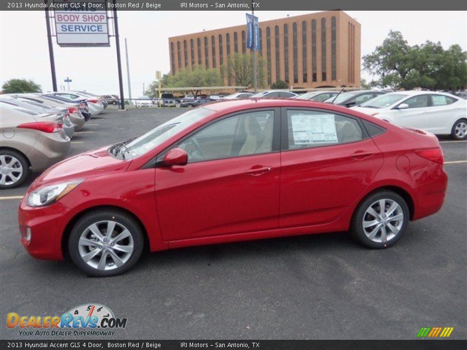 2013 Hyundai Accent GLS 4 Door Boston Red / Beige Photo #4