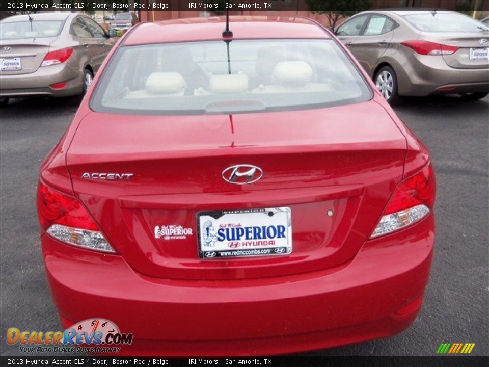 2013 Hyundai Accent GLS 4 Door Boston Red / Beige Photo #6