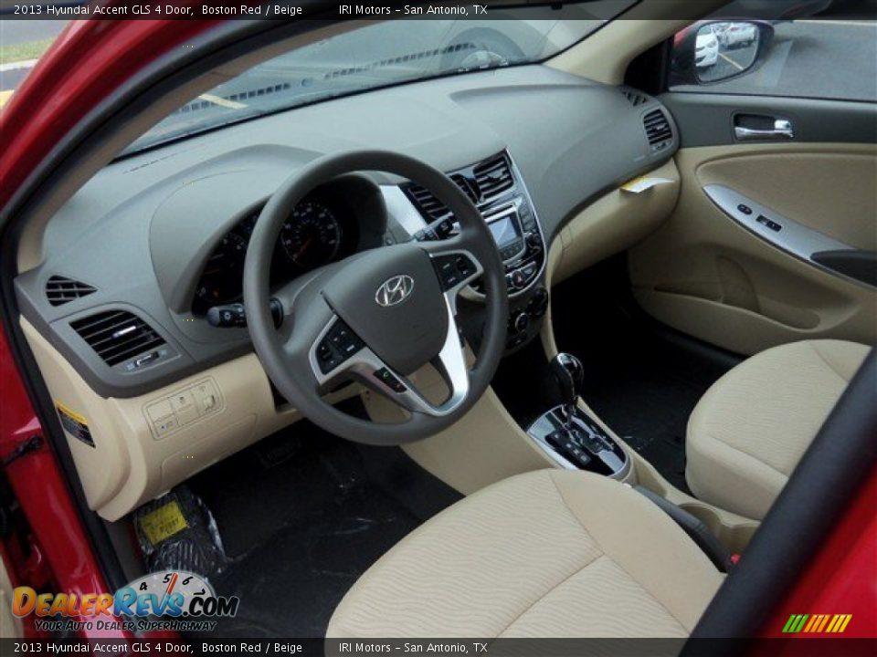 2013 Hyundai Accent GLS 4 Door Boston Red / Beige Photo #7