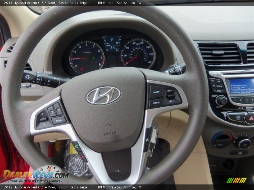 2013 Hyundai Accent GLS 4 Door Boston Red / Beige Photo #11