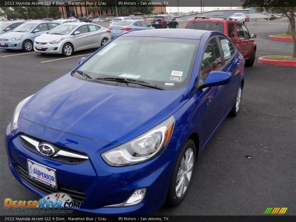 2013 Hyundai Accent GLS 4 Door Marathon Blue / Gray Photo #2