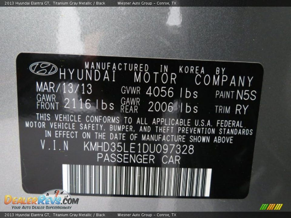 2013 Hyundai Elantra GT Titanium Gray Metallic / Black Photo #6