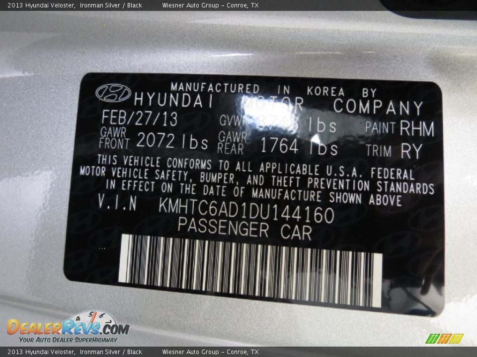 2013 Hyundai Veloster Ironman Silver / Black Photo #7