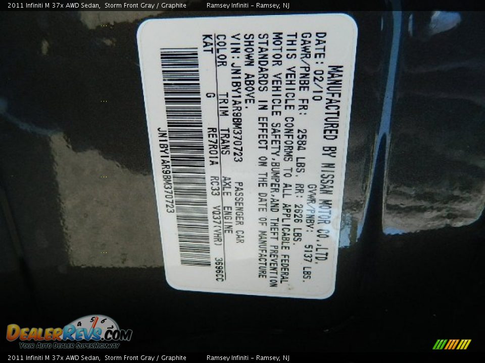 2011 Infiniti M 37x AWD Sedan Storm Front Gray / Graphite Photo #25