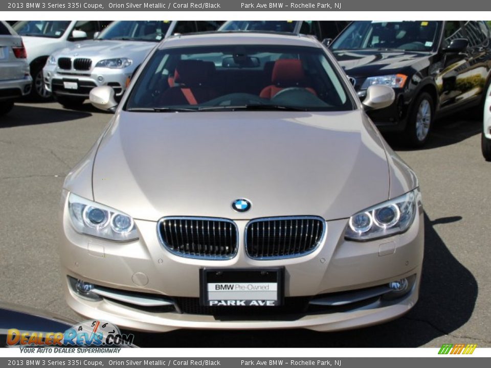 2013 BMW 3 Series 335i Coupe Orion Silver Metallic / Coral Red/Black Photo #2