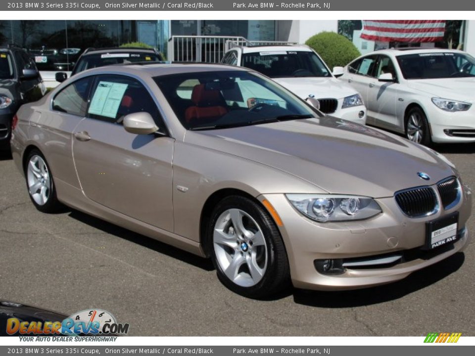 2013 BMW 3 Series 335i Coupe Orion Silver Metallic / Coral Red/Black Photo #3