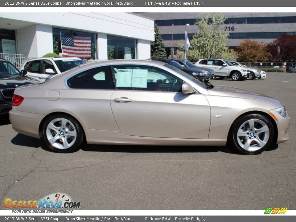 2013 BMW 3 Series 335i Coupe Orion Silver Metallic / Coral Red/Black Photo #4