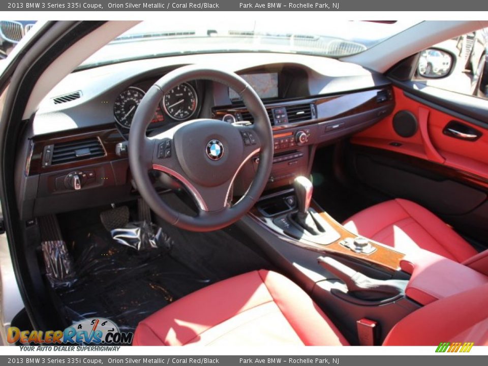 2013 BMW 3 Series 335i Coupe Orion Silver Metallic / Coral Red/Black Photo #10