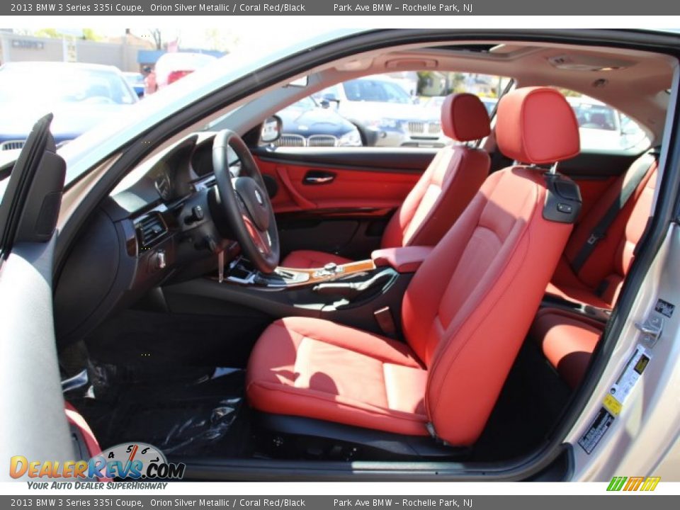 2013 BMW 3 Series 335i Coupe Orion Silver Metallic / Coral Red/Black Photo #11