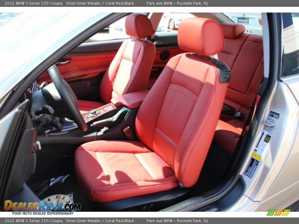 2013 BMW 3 Series 335i Coupe Orion Silver Metallic / Coral Red/Black Photo #12