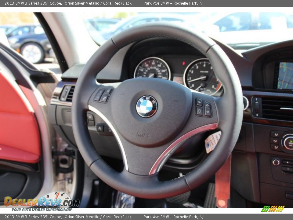 2013 BMW 3 Series 335i Coupe Orion Silver Metallic / Coral Red/Black Photo #16