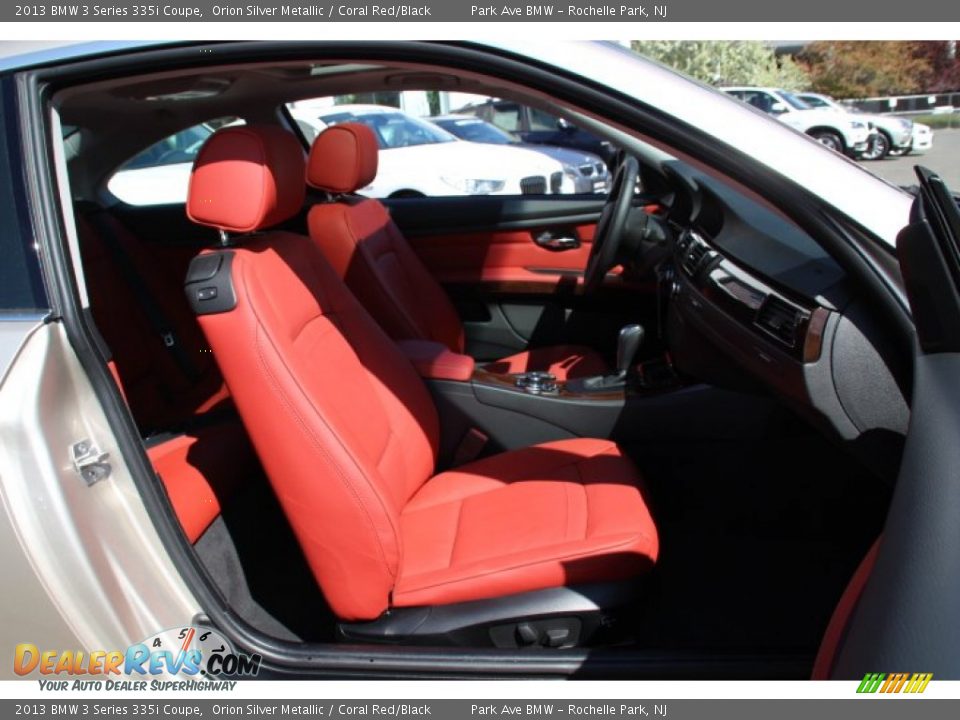 2013 BMW 3 Series 335i Coupe Orion Silver Metallic / Coral Red/Black Photo #26