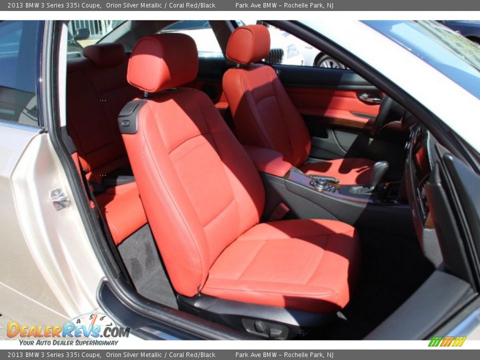 2013 BMW 3 Series 335i Coupe Orion Silver Metallic / Coral Red/Black Photo #27
