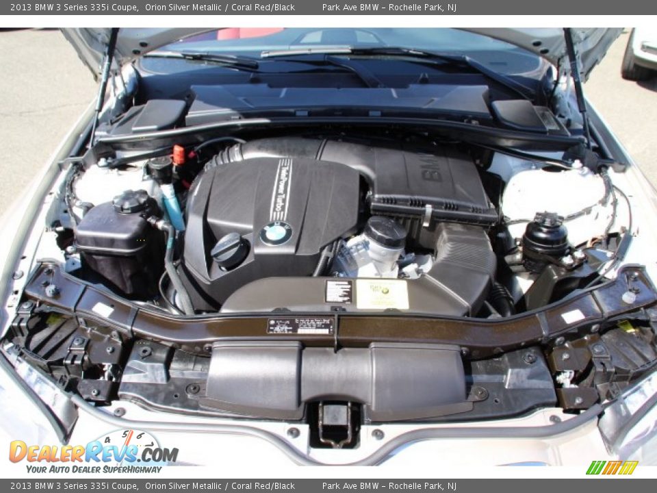 2013 BMW 3 Series 335i Coupe Orion Silver Metallic / Coral Red/Black Photo #28