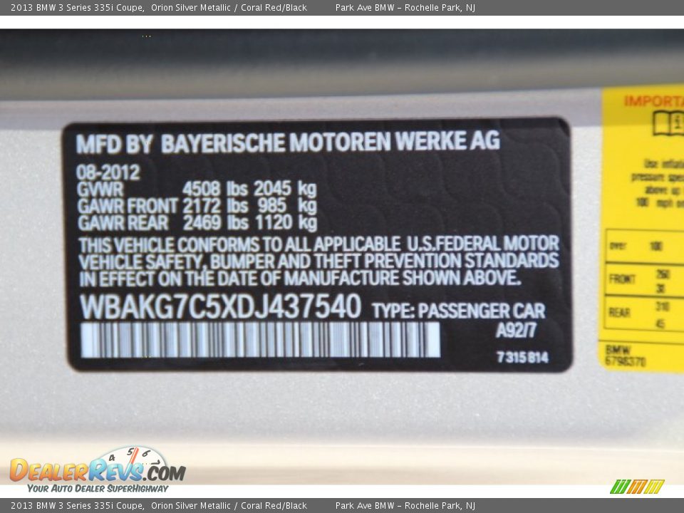 2013 BMW 3 Series 335i Coupe Orion Silver Metallic / Coral Red/Black Photo #32